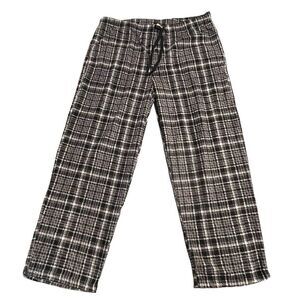 DG Hill Pajama Pants Mens XL Sleepwear Plaid Fleece Gray Black Pockets NEW